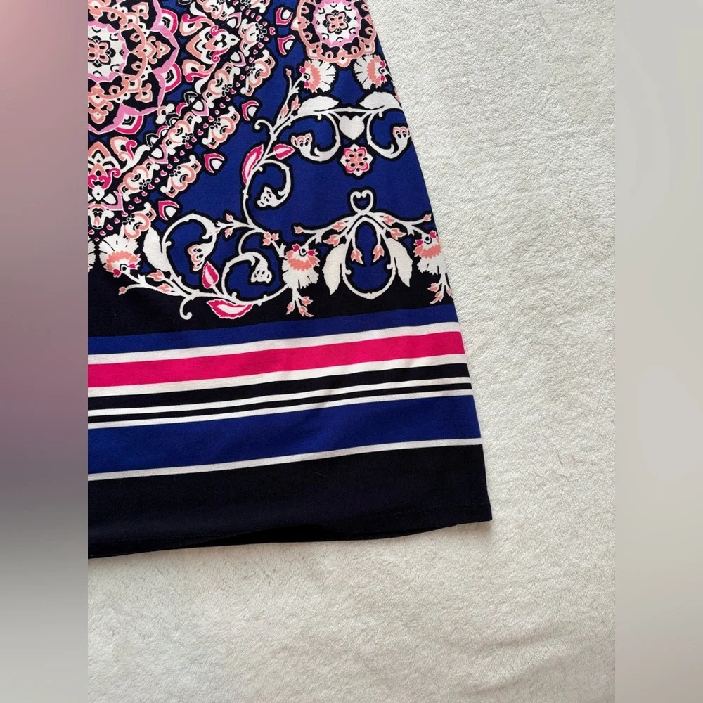 Jessica Howard Elegant Navy and Pink Patterned Shift Dress - Size 8 - Picture 3 of 12